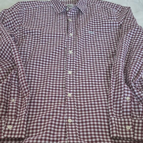 Lacoste Burgundy and White Checkered Shirt - Picture 14 of 16